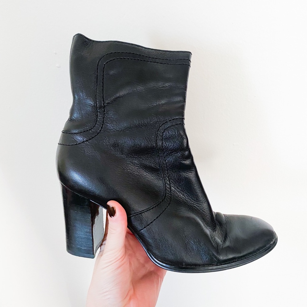 vintage heeled black ankle boots
